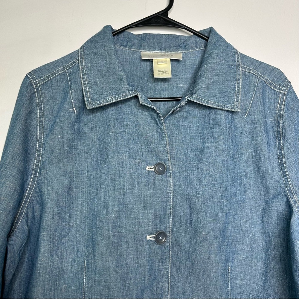 NWT Susan Bristol Denim Blue Women's Button Front Jacket Size XL - Picture 3 of 12